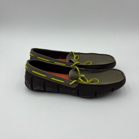 Swims Men's Olive Yellow Brown Boat Shoes - Picture 8 of 15